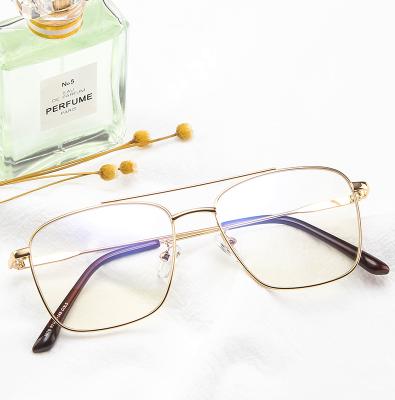 China New Fashion Style Metal Retro Square Double Flat Beam Lens Art Glasses Frames Can Match With Glasses Frames Eyewear Near-Glance for sale