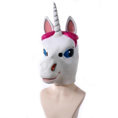 China Halloween Styles Soft Latex Wholesale Unicorn Mask Funny Halloween Holiday Carnival Cosplay Party Dance 3D Decoration for sale