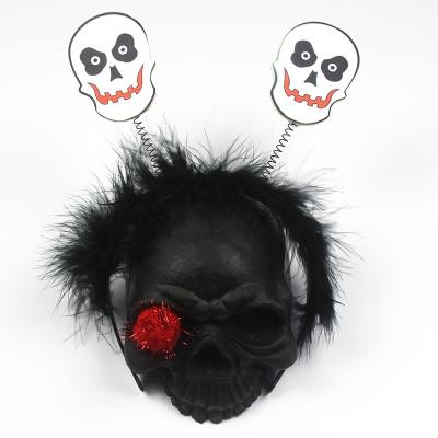 China Cosplay Factory Sale Halloween Cosplay Plush Mini Skeleton Hairband With Spring Direct Terrifying Headband for sale