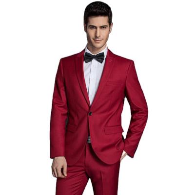 China OEM Anti Shrink Apparel Manufacturing Red Suit Mens Groom Wedding Suit for sale