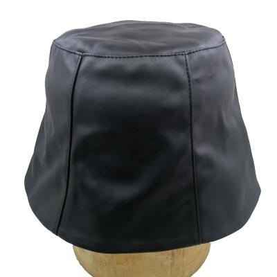 China PU Water Proof Plain Bucket Hat Embroidered Leather Custom Bucket Hat for sale