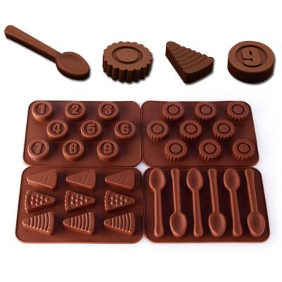 China Viable Round Digital Silicone Cake Chocolate Ice Tray Biscuit Baking Mold High Temperature Resistance for sale