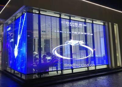 China Shopping Mall Advertising P3.91-7.82 Transparent LED Display For Glass Wall Screen Digital Led Display Use On Wndow for sale