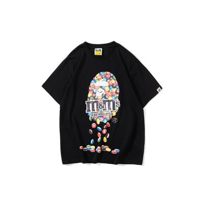 China 2022Bape Anti-wrinkle monkey rainbow main bean printed high quality 100% loose cotton hip hop T-shirt factory wholesale high quality couples for sale