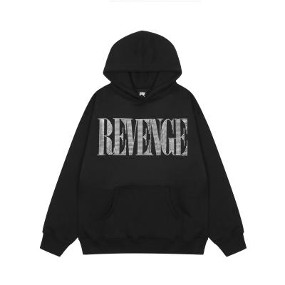 China 2021 Anti-wrinkle revenge loose crystal particles print wholesale thickened villus hoodies pullover cheap hoodies for men in plus size for sale