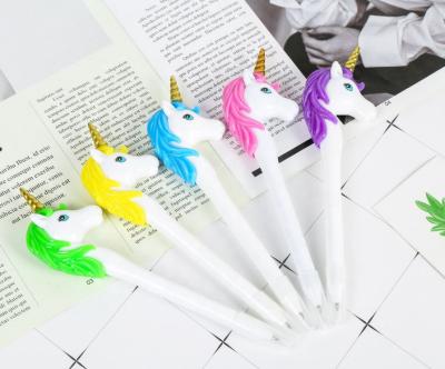 China office & Creative cute school pen FEMA novelty cute unicorn shaped cartoon horse gift pen for promotion and school office for sale