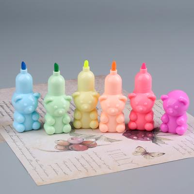 China office & School Pen FEMA New The Barrel Bear Highlighter Bar Translucent Pen 6 Shape In 1 Pen for sale