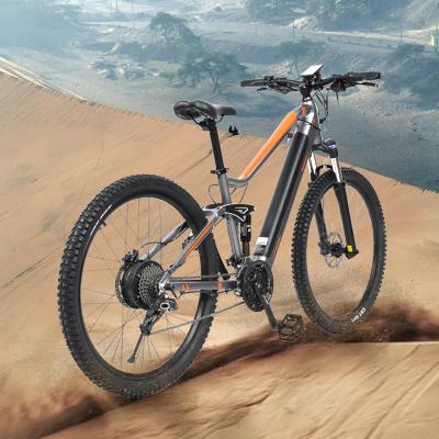 China Aluminum Alloy Shimano 9 Speed ​​Oil Brake Mountain Bike E-Bike 48v13.4ah 27.5 Inch Full Suspension Leisure Electric Urban Bike for sale