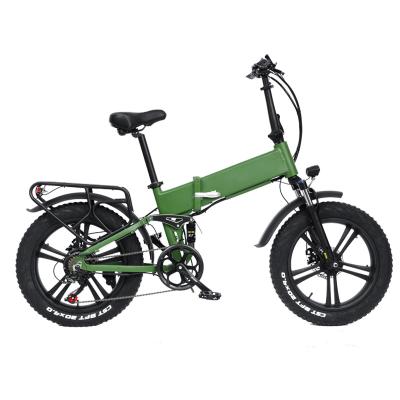 China Aluminum Alloy Ebike48V 13AH15AH Lithium Battery City Leisure Electric Bicycle 20 Inch Fat Suspension Full Tire Foldable Electric Bicycle for sale