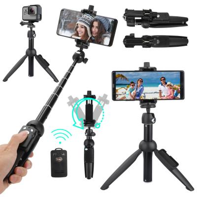 China Fold Up Multi Function Smartphone Retractable Wireless Selfie Stick For Outdoor Tripod Remote Telescopic Control Flexible Selfie Stick for sale