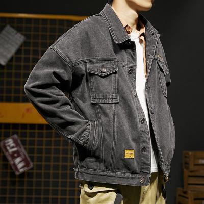 China New street fashion denim handsome American European loose QUICK DRY patch autumn spring khaki jacket for sale