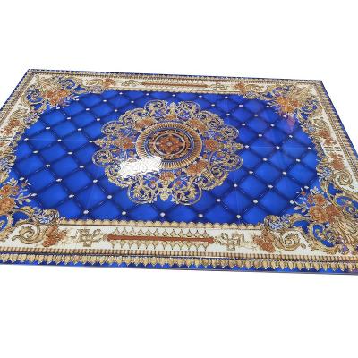 China Hotsale Glazed Metallic Tiles Cheap And Nice New Design Shiny Gold Color Porcelain Blue Carpet Floor Tile for sale