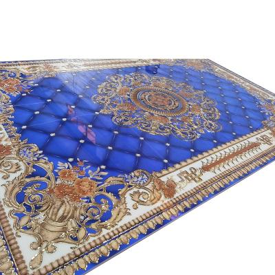 China Glazed Metallic Tiles Hotsale Design New Shining Gold Color Porcelain Blue Carpet Floor Tile for sale