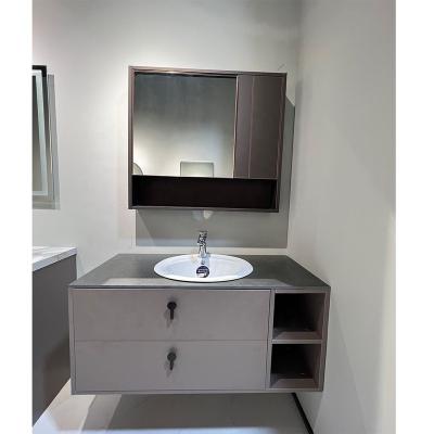 China New Style Customized Gray Bathroom Vanity Cabinet Easy To Clean Design Marble Height/Dirt-Resistant Gray Bathroom Vanity for sale