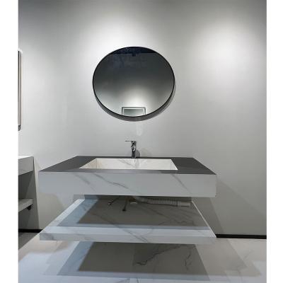 China New Design Marble Style Customized Size Black Bathroom Vanity Bathroom Countertops / Dirt-resistant for sale