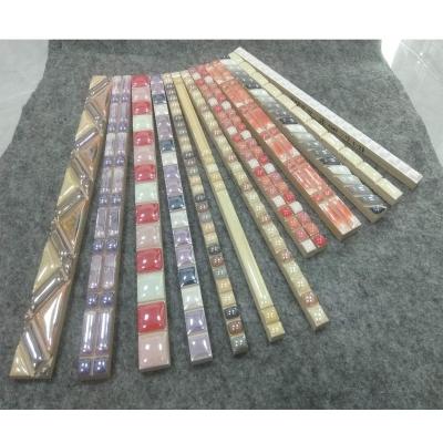 China Glazed Ceramic Metallic Tiles Decoration Tile Customized Size Pattern 20*600mm Border Tile Pencil Tile for sale