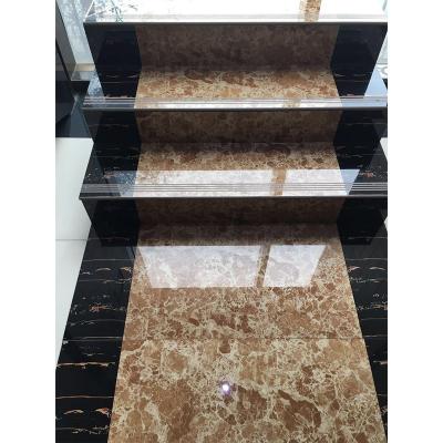 China Glazed Metal Tiles Foshan Stair Tile Marble Stock Design Non Slip Groove Surface 1200*470mm Stair Tile for sale