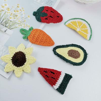 China 2021 Color Knitted Cute Plant Children Hair Clip Alloy Hair Clip Candy Hair Clips bb Hairpin Korea Store Autumn Winter Fruit Baby Hair Clip alloy for sale