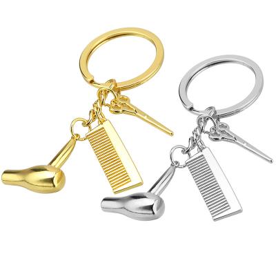 China Hairdresser Essential Hair Dryer Modern Modern Scissors Paint Letter Gift Key Ring Decorative Fluffy Hair Dryer Key Chain Key Chain for sale