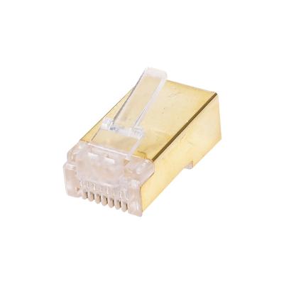 China Networking CAT6 STP IRON SHELL RJ45 8P8C PLUG GOLD COLOR; 3U gold plating for sale