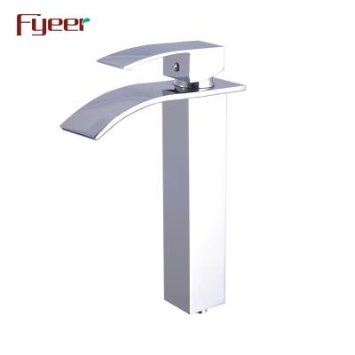 China Brass Metered Faucets Fyeer Decktop Vessel Faucet Bathroom Waterfall Basin Faucet for sale