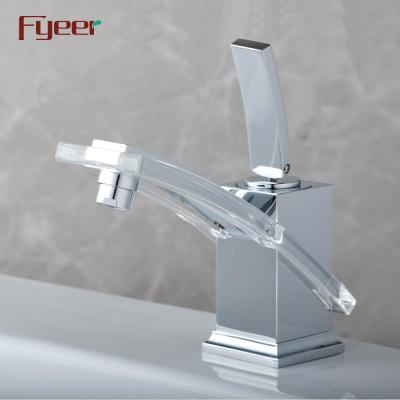 China Fyeer Attractive Bathroom Basin Glass Metered Mixer Taps Faucets for sale