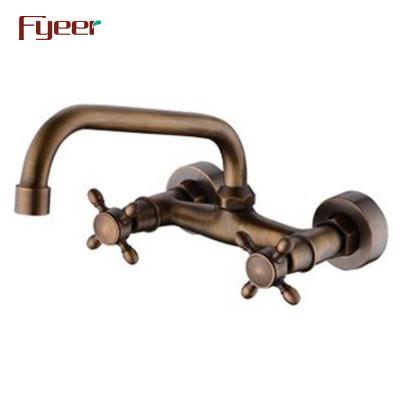 China Fyeer Electric Wall Mounted Double Hole Antique Faucets Kitchen Mixer for sale