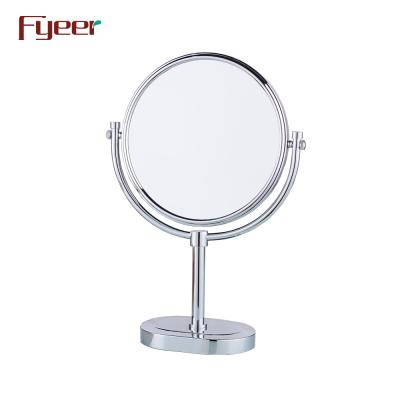 China Fyeer High Quality Round Magnifying Brass Mirror Cosmetic Desktop Makeup Mirror for sale