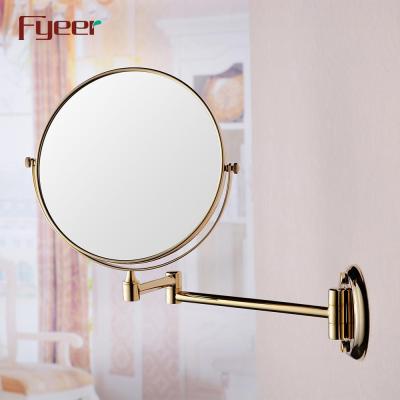 China Fyeer Magnifying Round Makeup Mirror Gold Wall Foldable Mirror for sale