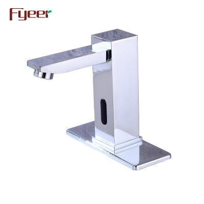 China Fyeer Faucets Square Body Sensor Electric Solid Brass Water Faucet With Apron for sale