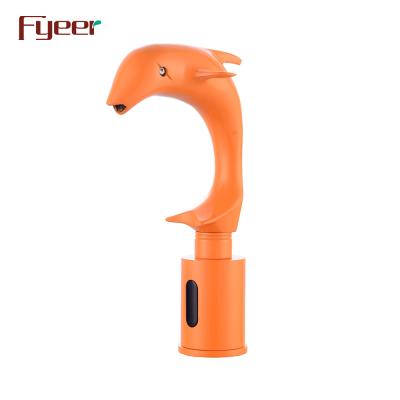 China Electric Faucets Fyeer Dolphin Shape Painted Orange Sensor Water Faucet FO Cold And Hot Water for sale