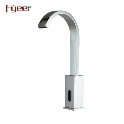 China Fyeer Faucets Electric Goose Neck Automatic Bathroom Sensor Faucet for sale