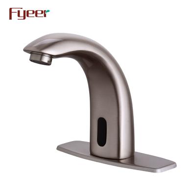 China Electric Faucets Fyeer Satin Brush Nickel Finish Automatic Water Mixer Sensor Faucet for sale