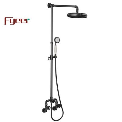 China Without Slide Bar Fyeer's Industrial Style Matte Black Shower Set for sale