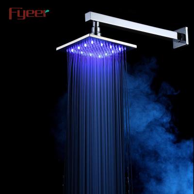 China Fyeer No Needles Hot Selling 8 Inch Color Hydraulic Power 3 Inch Brass Led Rainfall Shower Head for sale