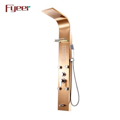 China Without Slide Bar Fyeer 5 Function Massage Rainfall Stainless Steel Luxury Shower Panel for sale