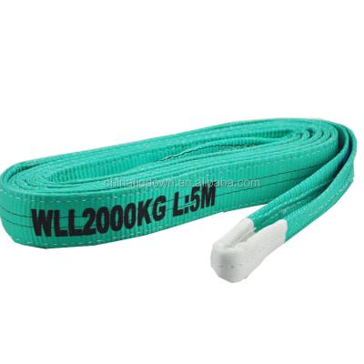 China 60mm*5m High Quality Safety 2000kgs Green 7:1 Flat Webbing Sling With EN 1492-2+A1: 2008 Flat for sale