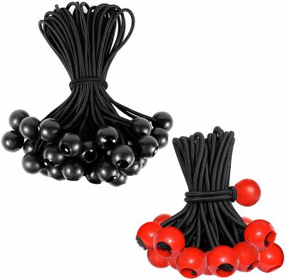 China Hot-selling 60PK PP/Rubber/Latex Ball Bungee Cord Orange And Black Bungee Ball Ties Heavy Duty Down Tie Rope for sale