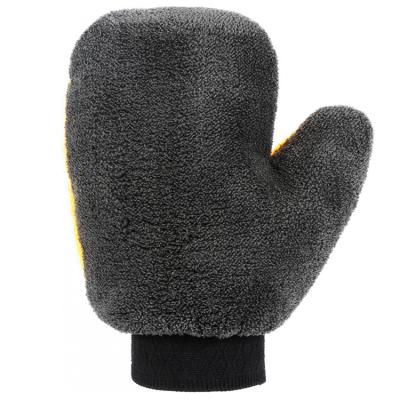 China Chenille High Density Coral High Quality Microfiber Fleece Car Wash Cleaning Gloves Scratch Free Car Wash Glove for sale