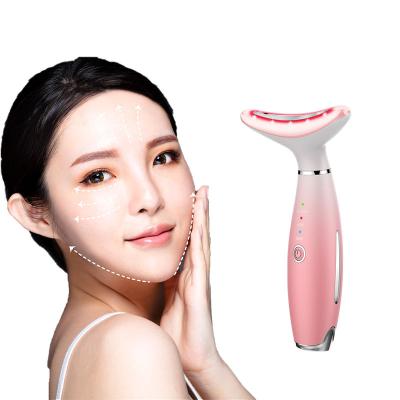 China Hot Face Neck Anti Wrinkle Remover Vibration Wrinkle Massager EMS Lifting Light Led Hot Neck Care Beauty Device for sale