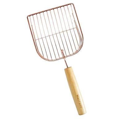 China Convenient ONE PET Pet Cleaning Supplies Wooden Handle Cat Cleaning Shovel Large Cat Litter Accessories Metal Cat Sand Shovel Scoop for sale