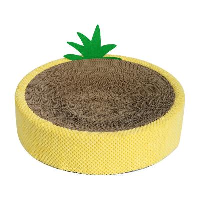 China Sustainable ONE PET pineapple shaped circular corrugated cardboard box cat tree durable cat bed cat scratch board for sale