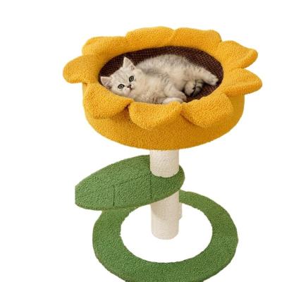 China Sustainable New Sunflower Cat Climbing Frame Sisal Hemp Pillar Grab Plate Climbing Frame Cat Nest Jumping Platform Cat Climbing Frame for sale