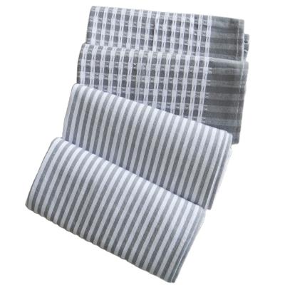 China Sustainable 100% Cotton Tea Towels Fashionable Stripes Dish Towels For Kitchen 40*60cm for sale