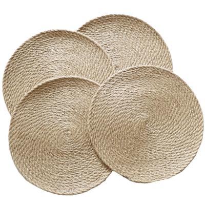 China Sustainable Natural Grass Plain Weave Place Mat Around Braided Placemats 14 Inch x 4pc for sale