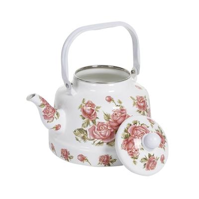 China Durable Promotional Chinese Custom Enamel Bell Shaped Enamel Kettle Decorated Multifunctional Enamel Kettle for sale