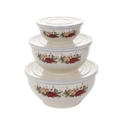 China Viable Wholesale High Quality Stain Enamel Mirror Bowl Set Home Kitchen Cast Iron Enamel Bowl Set for sale