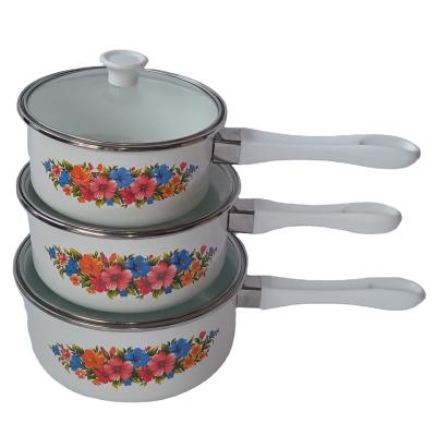 China Viable High Quality Enamel Detachable 3 Piece Glass Cover Milk Jar Handle Suitable For Kitchen Utensils for sale