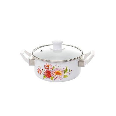 China Sustainable White Enamel Casserole Good Quality Pot Hot Coat Cookware Cooking Pot for sale