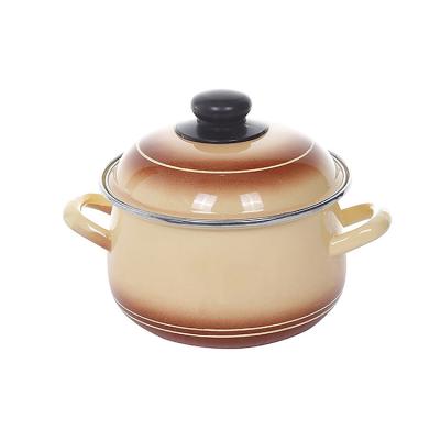 China Sustainable 5 PCS Cookware Ware High Quality Yellow Enamel Casserole Set With Enamel Lid for sale